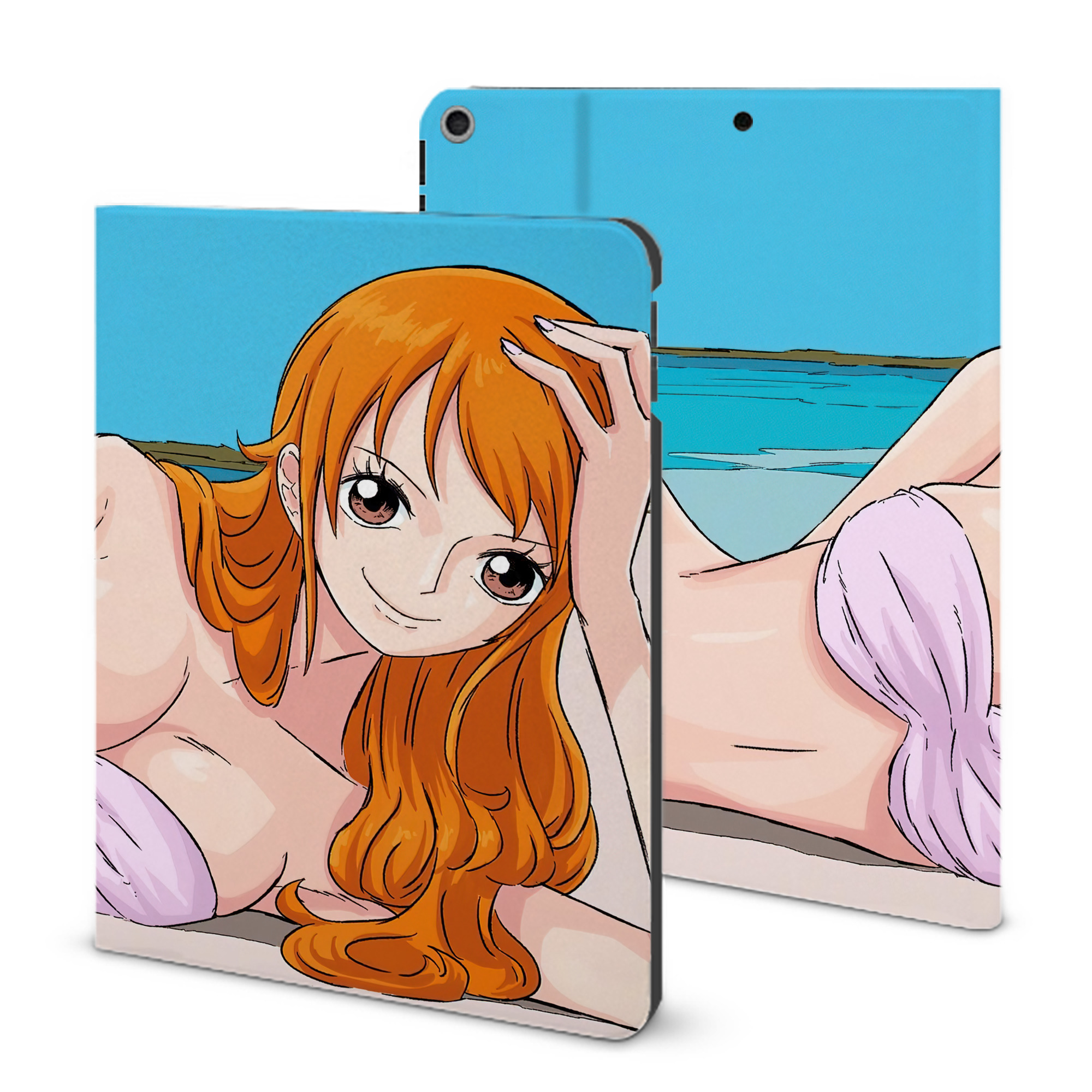 ワンピース ONE PIECE IPad ケース ブック型 PUレザー TPU 耐衝撃 軽量 薄型 ペン収納なし 全面保護 IPad 各モデル対応